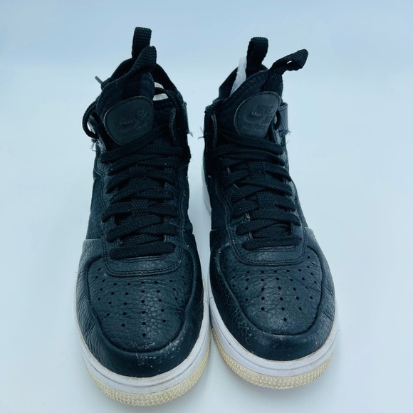 Nike Air Force 1 Leather Black Sneakers High stop 6 - Picture 3 of 11